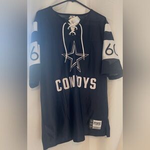 Victoria Secret Pink Dallas Cowboys Jersey Womens Small Blue Navy NFL Logo Rare